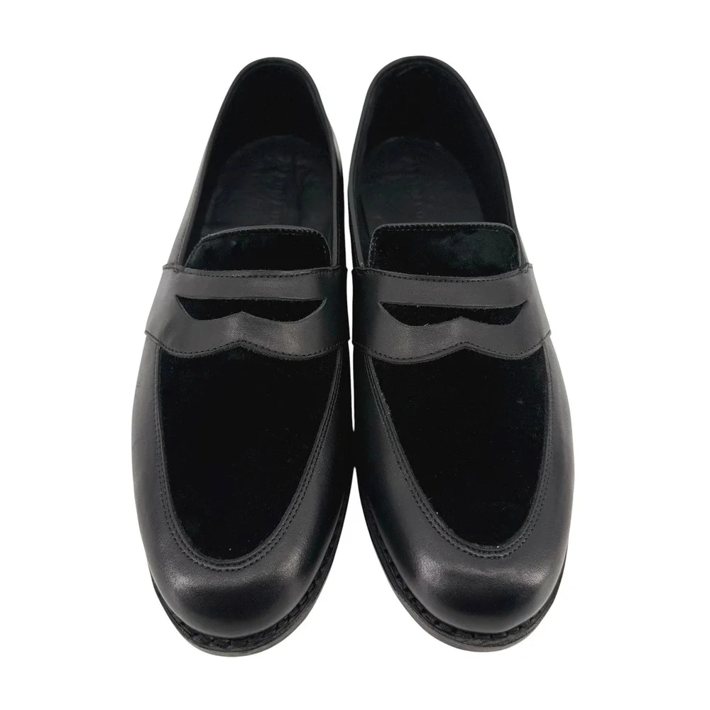 Allen Edmonds Randolph Mens 9.5 D Black Leather Velvet Penny Loafers NEW